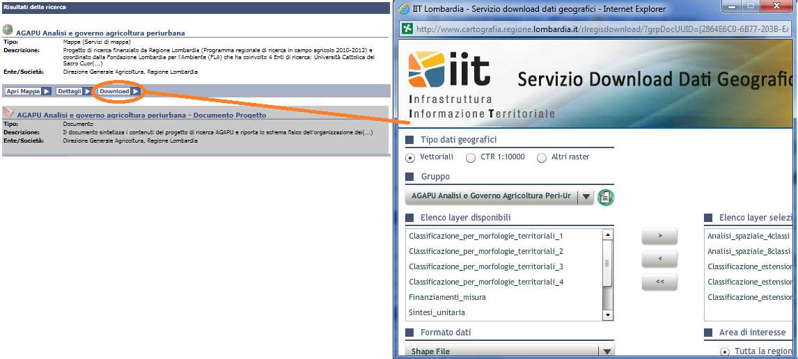 Figura 5 "Download", apre la finestra per lo scaricamento dei dati Figura 6 "Apri", apre il documento Per un utente a conoscenza dei contenuti e servizi della I.I.T.