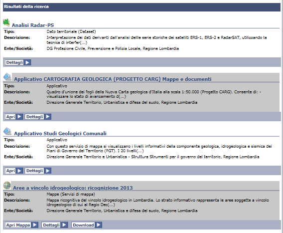 Figura 3 Risultati della ricerca