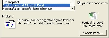 Una volta concluso l inserimento dei dati e delle formule, si clicca fuori della finestra di lavoro per chiuderla ed ottenere il sottostante risultato: La tabella excel creata, esiste solo all