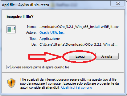 All' apertura della pagina web cliccare su Download OpenOffice.org 3.2.1 per avviare il download. Salvare il file come richiesto.