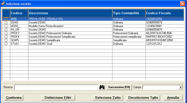 Bollettino 5.30.1G3-33 Per procedere al passaggio dati non è indispensabile che esista già nell archivio della procedura dichiarativa la dichiarazione corrispondente alla società.