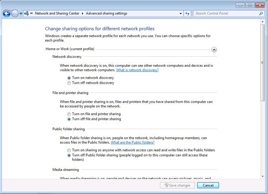 Windows 7 Go to Start -> Control Panel -> Network and Sharing Center -> Change Advanced sharing settings and activate the Network Discovery Then go