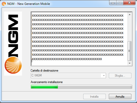 2) Si avvierà automaticamente la copia dei files necessari all installazione sul proprio PC nella cartella C:\NGM.