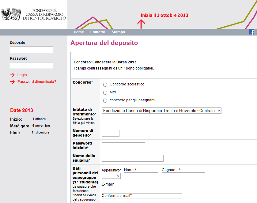 NB: mettere Concorso scolastico Compilate la maschera con i dati del team, scuola, insegnante,