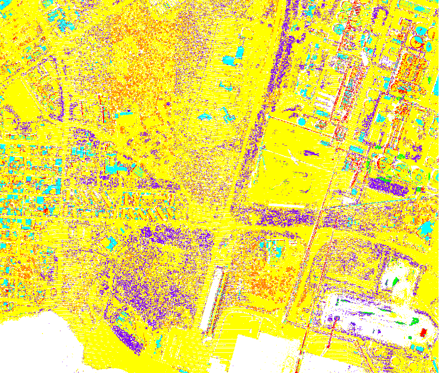 Tavola 55513_24 Confronto 1 Caso 3 - Classificazione di FCIR, foto con riclassificazione vegetazione terreno edifici Legenda Classificazione TerraScan Valori