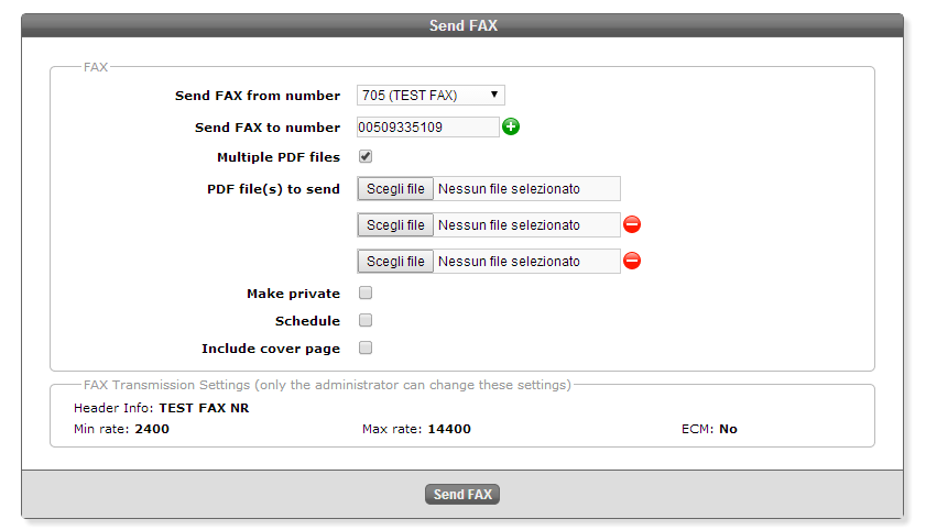 Figura 3.2 Send FAX Send FAX frm number Send FAX t number Selezinare il numer di telefn del destinatari.