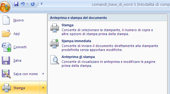 G. Pettarin ECDL Modulo 6: Strumenti di presentazione 127 Stampa della presentazione Tutti i comandi relativi alla stampa si hanno con la voce Stampa del pulsante Office.