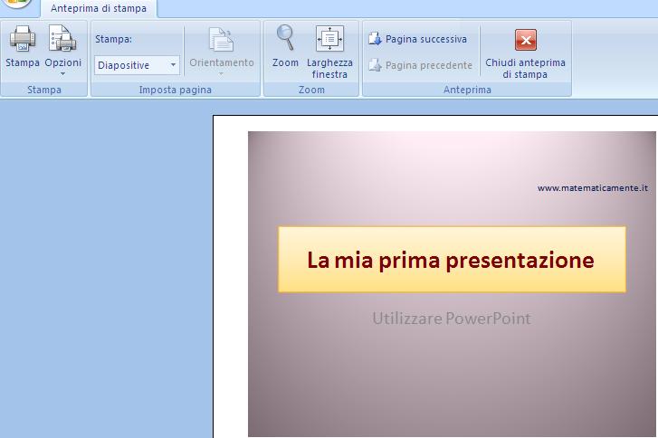G. Pettarin ECDL Modulo 6: Strumenti di presentazione 128 L anteprima di stampa Il documento è visualizzato in formato ridotto, in modo da vedere una diapositiva intera e il cursore appare con l