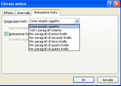 G. Pettarin ECDL Modulo 6: Strumenti di presentazione 151 Scheda Intervallo La scheda Animazione testo specifica gli effetti per i testi.