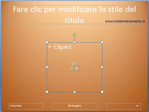 nel punto dove inserire il segnaposto e trascina