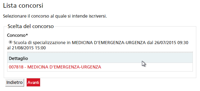 ISCRIZIONE AL TEST DI AMMISSIONE Selezionare il