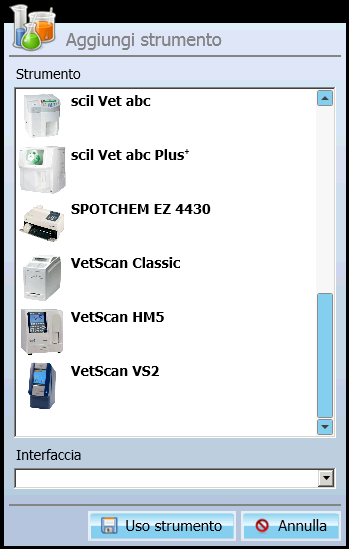 scil vip Console 17.0 Strumenti La schermata Strumenti mostra l'elenco di strumenti collegati alla scil vip Console.