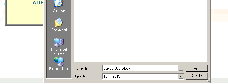 Una volta cliccato sul bottone Sfoglia sarà possibile selezionare il file da inviare puntandolo all interno del proprio computer.