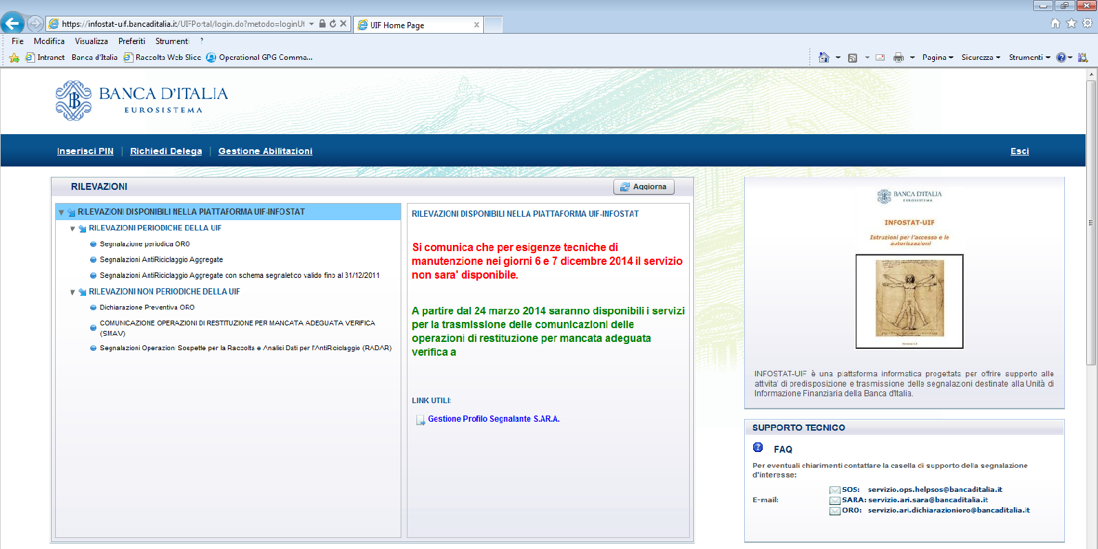 1. Piattaforma Infostat-Uif La piattaforma per la raccolta delle informazioni Infostat-Uif (https://infostat-uif.bancaditalia.