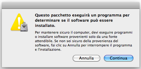 Installazione in Mac OS 4. Cliccare il tasto [Continua]. Si visualizza la finestra [Installazione di ScanSnap] che mostra la schermata [Benvenuto in ScanSnap Installer]. 5.