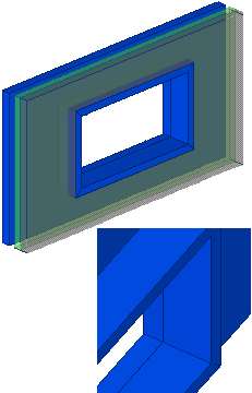 Utilizzare per Situazione Apertura in una pannello sandwich, con bordo in legno e layer di lamina. Apertura in una pannello sandwich, con bordo in calcestruzzo nel pannello interno.