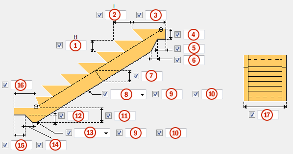 Rotazione Opzione Definisce l'angolo tra la linea che unisce i gradini e la linea che unisce i punti selezionati.