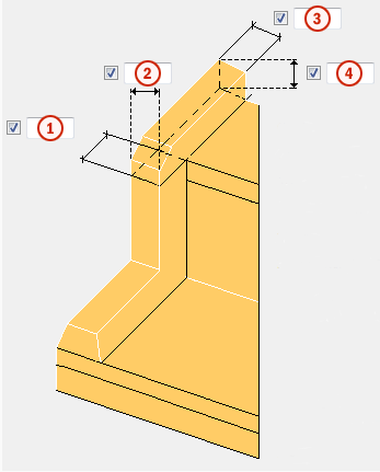 Opzione Pianerottolo superiore con taglio a L definito dalle relative tre quote e dalla distanza dal lato superiore del pianerottolo.