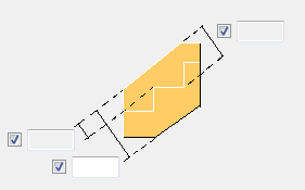 1 Altezza del colmo inferiore del cosciale. 2 Offset orizzontale del colmo inferiore dal gradino inferiore. 3 Altezza del colmo superiore del cosciale. 4 Larghezza del cosciale.