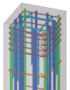 Utilizzare per Situazione Colonna in calcestruzzo rettangolare con barre d'angolo e barre laterali piegate all'esterno della colonna. Barre laterali su lati lunghi.
