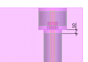 3 Definisce l'altezza della rondella. Esempio 4 Definisce la distanza tra il lato inferiore del tubo superiore e il lato inferiore dell'incavo.