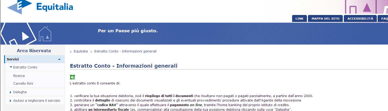 Benvenuto nell Estratto conto Equitalia 1.