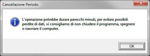 La procedura porrà l operatore di fronte a una serie di domande alle quali, per proseguire con la cancellazione del Periodo,