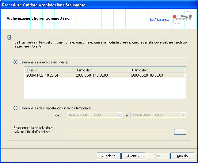 Il file dell archivio è un file zip che contiene diversi files; il nome del file archivio viene assegnato di default: singolo rilievo: [folder]\[matricola]_survey_[yyyy-mm-dd].gidas.