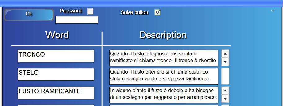 Se la descrizione è lunga si apriranno delle piccole barre di scorrimento a fianco del testo.