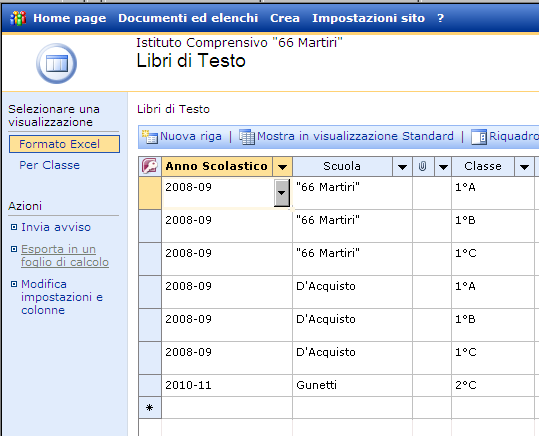 E inoltre possibile esportare l elenco dei Libri in Excel selezionando dal menu laterale