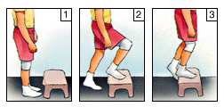 Allungamenti dei muscoli flessori 2 Sdraiarsi a terra vicino ad una porta. Estendere il ginocchio ed appoggiare il tallone allo stipite. L altro ginocchio è flesso ed il piede appoggiato a terra.