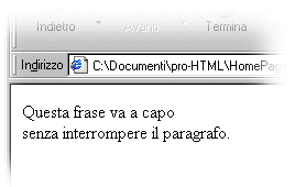 MANDARE A CAPO MANTENENDO IL PARAGRAFO <p>this is<br>a para<br>graph with line breaks</p> Per mandare a capo forzatamente il testo della pagina Web si devono inserire specifici tag all'interno del