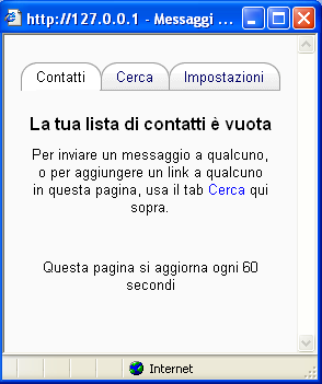 La comunicazione didattica in MOODLE Inviare e ricevere messaggi Nell area di lavoro di ogni corso vi è il blocco Messaggi Figura 17: blocco Messaggi Cliccando sulla scritta blu, appare la finestra