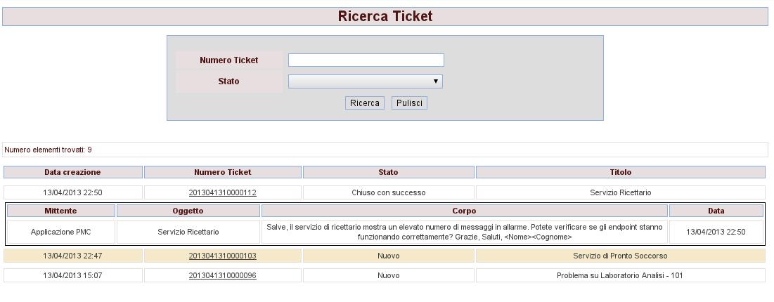 5.2 - Nuovo ticket Selezionando la voce Nuovo Ticket sul menù di sinistra, è possibile creare un nuovo ticket all'interno del sistema di trouble ticketing.