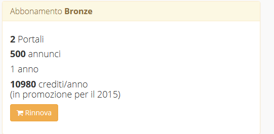 Software Immobiliare Gestione Agenzia > Multi Invio > Abbonamenti Il software è gratuito, però acquistando una delle tipologie di abbonamento previsti (Bronze, Silver, Gold) potrai usufruire di una