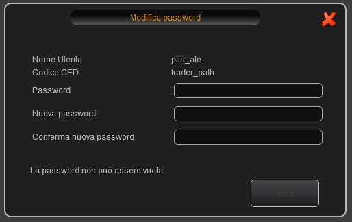 2.5 Cambio Password Alla prima login l applicazione richiede il cambio obbligatorio della password.