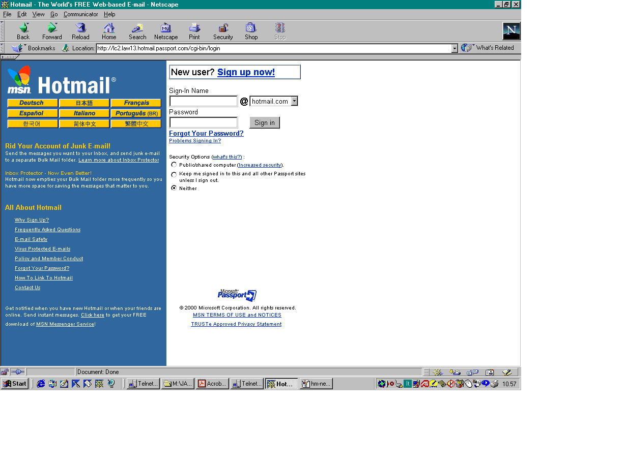 Figura 2: Modulo di registrazione per l apertura di un account di posta elettronica attraverso un servizio web-based.