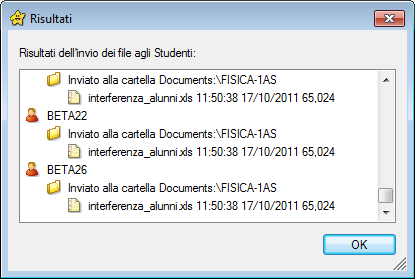 7. Inviare e raccogliere file agli alunni: dal pulsante del menu Inviare /Raccogliere: Invia Lavoro: permette di fare una copia di un file dal PC docente ai PC-alunni IMPORTANTE: viene visualizzato l