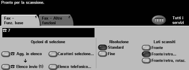 Come inviare un fax (server) Annullare eventuali selezioni eseguite dall'utente precedente, premendo il pulsante AC (Cancella tutto).