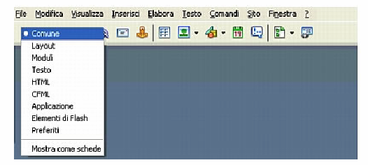 Fare clic con il pulsante destro del mouse (Windows) o fare clic tenendo premuto il tasto Ctrl (Macintosh) nella barra Inserisci o nella barra degli strumenti Standard, quindi selezionare Barra