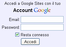 google.it b. clic su altro Sites d. inserire l email di iscrizione e. inserire la password di iscrizione f. clic su g. clic sul nome del proprio sito nell elenco dei propri siti 3.