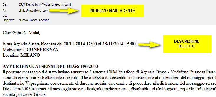 inviata una mail