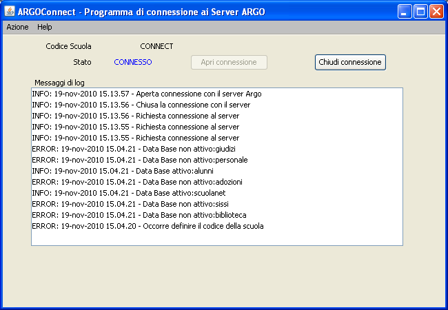 Argo Connect proverà a connettersi automaticamente con i nostri server, se tutto è andato bene, comparirà nel pannello la scritta in azzurro CONNESSO. N.B.