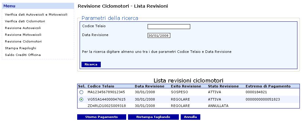 Figura 44 La ristampa del tagliando, a differenza della stampa, non dà luogo alla generazione di un nuovo codice antifalsificazione, ma riporta sul tagliando il codice precedentemente assegnato all