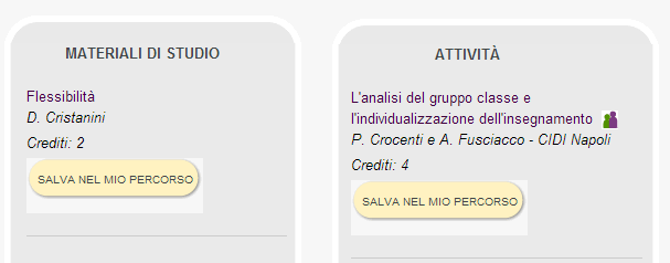 L'attribuzione dei crediti nell'area di approfondimento