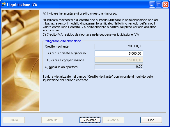 Credito IVA derivante da liquidazione precedente gestita con il Sistema Commercialisti IPSOA In fase di liquidazione di dicembre o del quarto trimestre il programma propone una videata in cui il