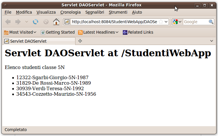 Pag. 10/12 Servlet > Run). Fig.