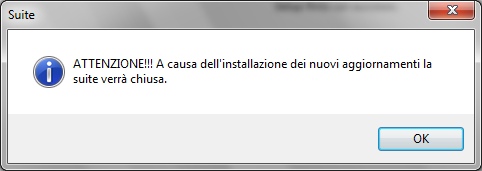 Terminata l installazione degli aggiornamenti apparirà la seguente finestra: Figura 4 Dopo aver cliccato su Ok la Suite verrà chiusa automaticamente.