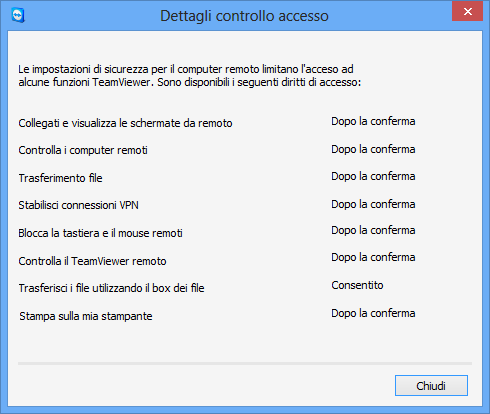 Funzioni varie Una volta configurata la connessione, sarà visualizzata una finestra che indicherà eventuali differenze tra i controlli dell accesso in uscita sul computer locale e controlli dell