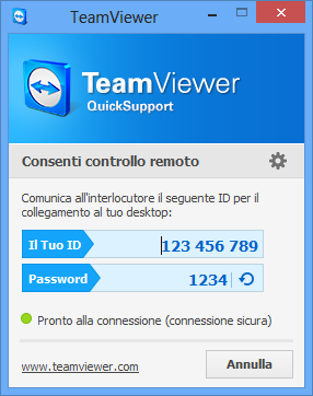 Moduli di TeamViewer 11.2 Il modulo TeamViewer QuickSupport TeamViewer QuickSupport è un applicazione sotto forma di un singolo file eseguibile.